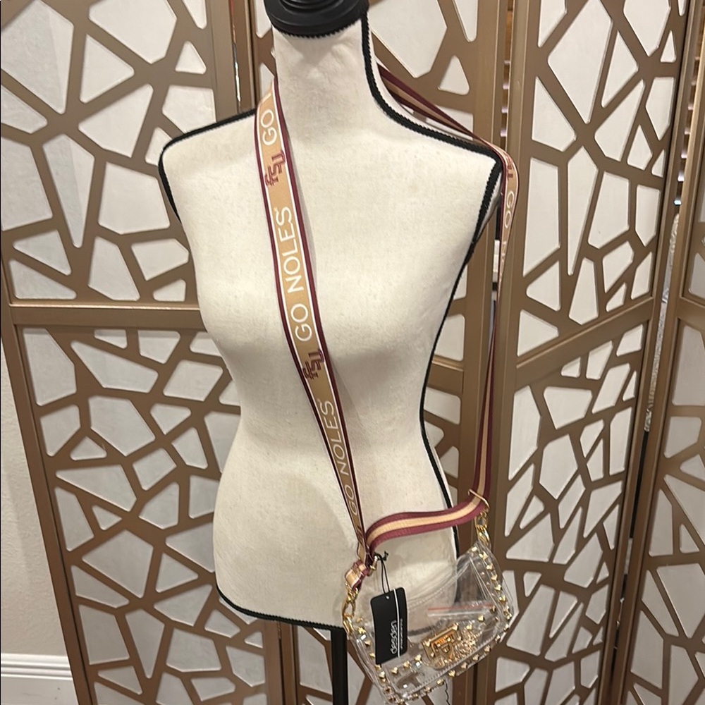 Clear Crossbody Bag with Gold Accents